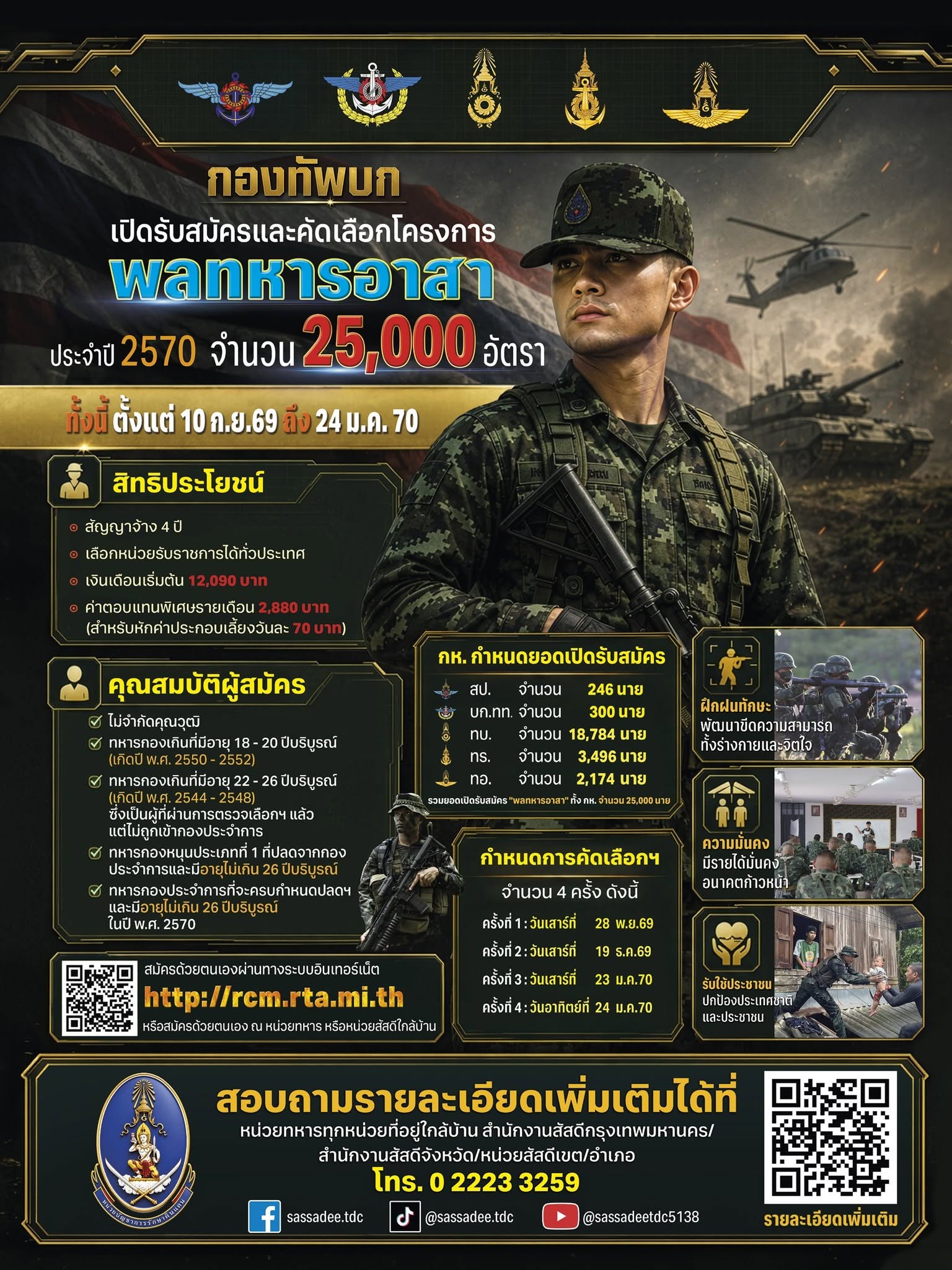 🇹🇭 กองทัพบก เปิดรับสมัคร &ldquo;พลทหารอาสา&rdquo; ประจำปี 2570 🇹🇭
